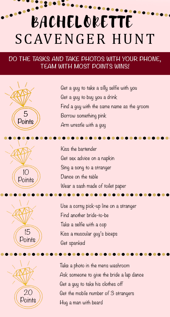 Bachelorette Scavenger Hunt