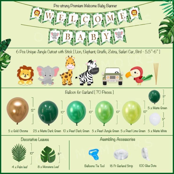 Green Safari Baby Shower Decorations Kit Ola Memoirs Amazon