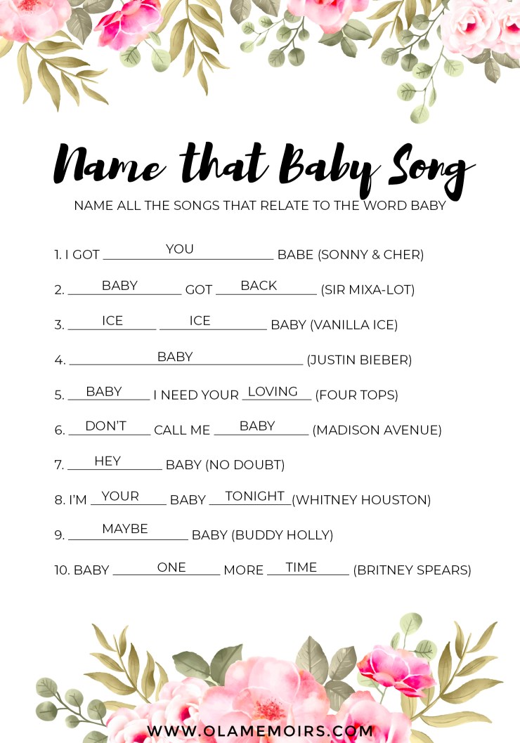 NAME THAT BABY SONG Girl Answer