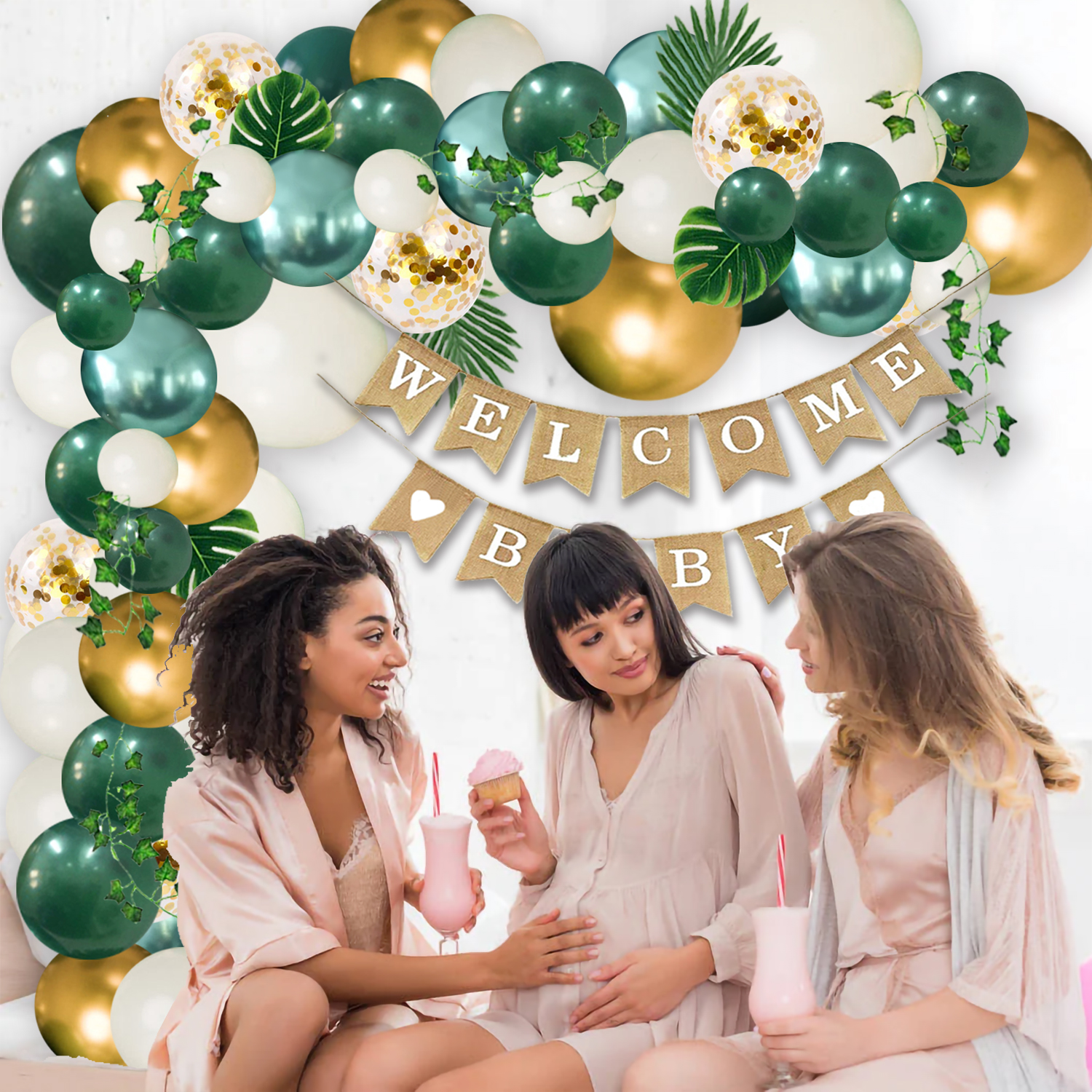 Safari Jungle Sage Greenery Baby Shower Decorations for boy Garland Box