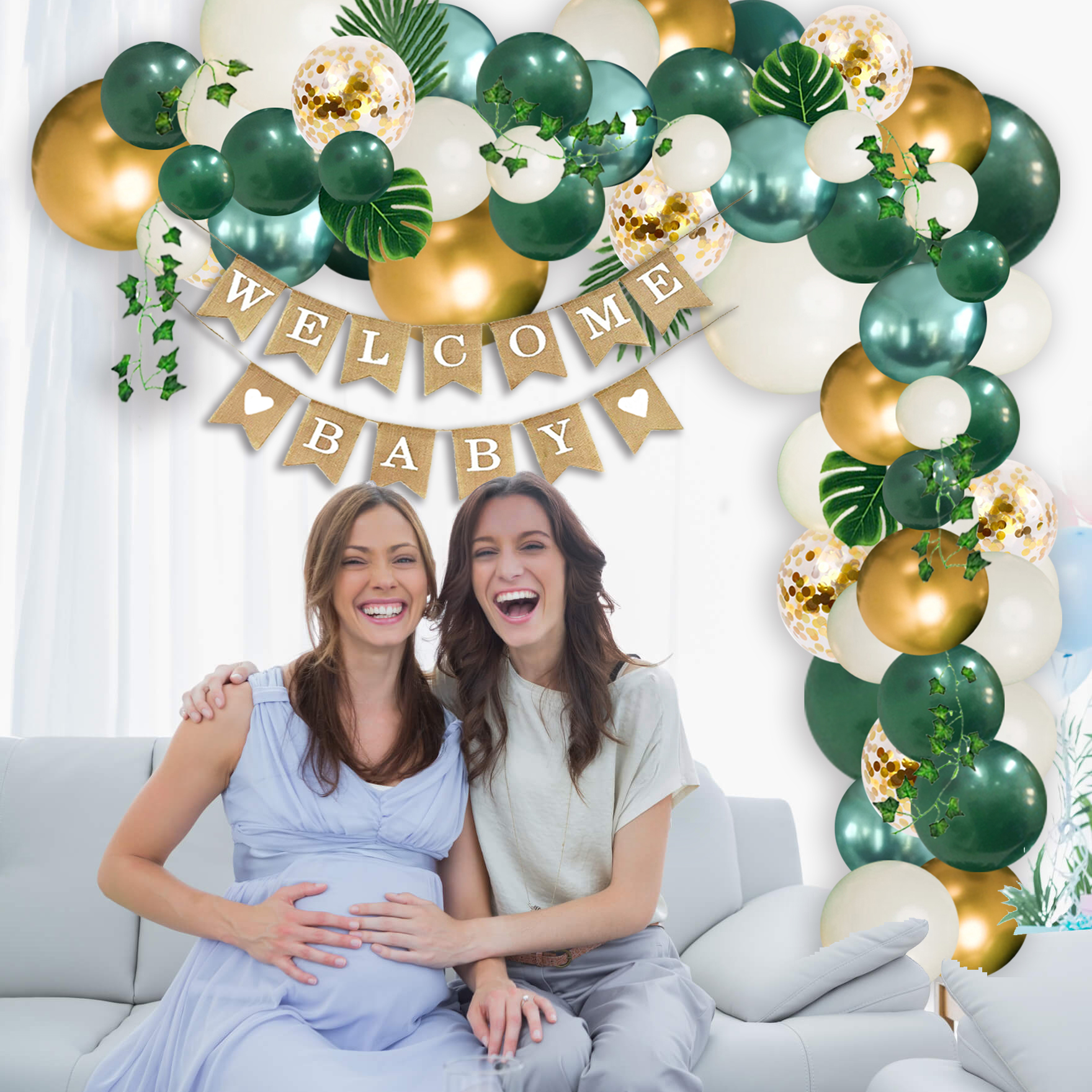 Sage Safari Jungle Greenery Baby Shower Decorations for boy Garland Box